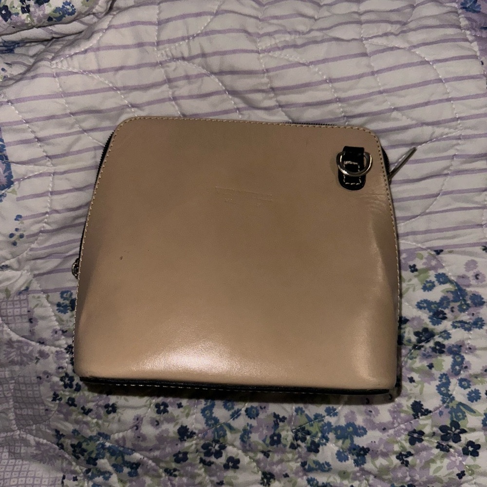 Vera Pelle Italian Leather Beige Crossbody Bag (NO STRAP)
